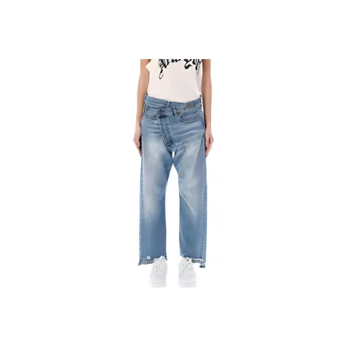 R13 Off Centre Distressed Cropped Jeans