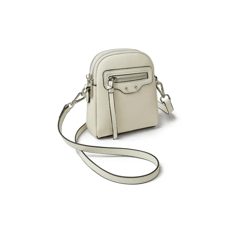 Old Man's Head Cow Leather Shoulder Bag, Crossbody Bag Women's Ecru/Black/Gray-5