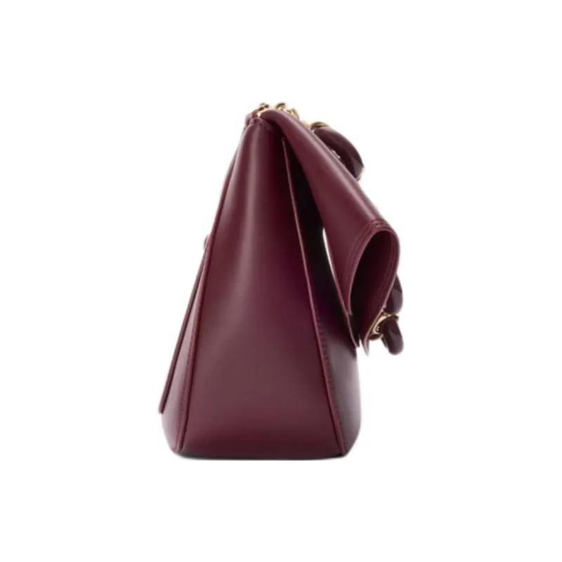 LOEWE Calfskin Crossbody One Shoulder Handbag Medium Size Women's Dark Burgundy-4