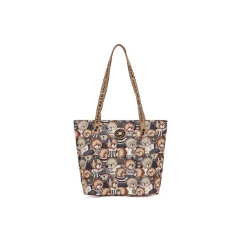 DANNYBEARJEANS Fabric Tote Bag, Shoulder Bag Unisex Vintage Bear Black