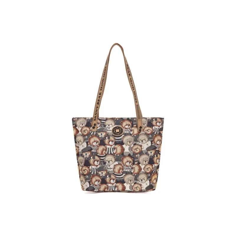 DANNYBEARJEANS Fabric Tote Bag, Shoulder Bag Unisex Vintage Bear Black-0