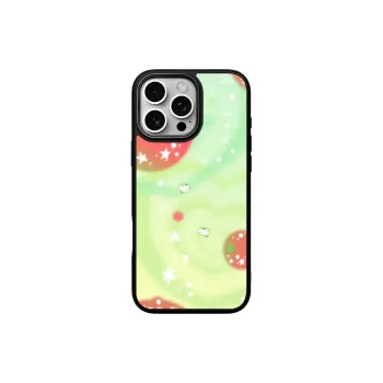 LANWK Glass Material Mint Stars Phone Case Compatible With Apple IPhone 14/15/16/Pro/Pro Max