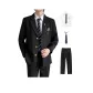Black Coat+Shirt+Navy Blue Tie+Black Suit Pants