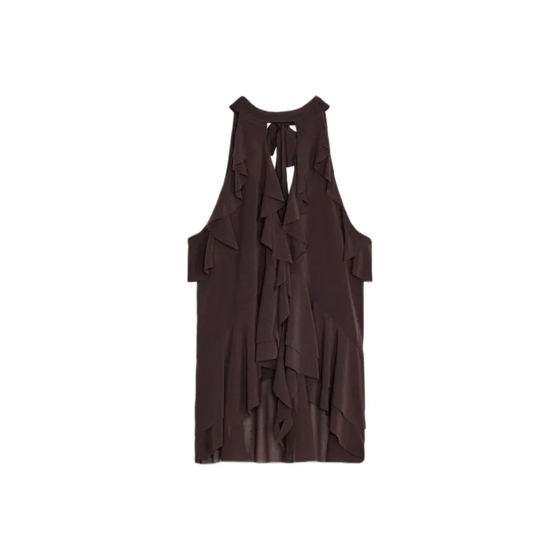 ZARA Tank Tops Women's Dark Brown-0