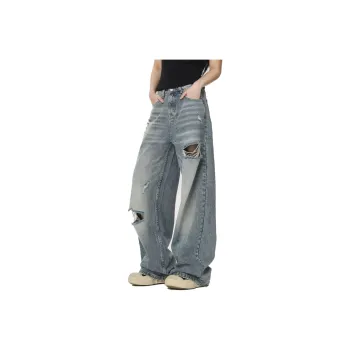 T IRA Jeans Unisex Light Blue[A Shaped Slightly Flared]