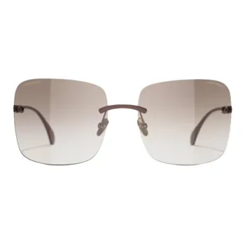 CHANEL Titanium Alloy Square Sunglasses Unisex Transparent