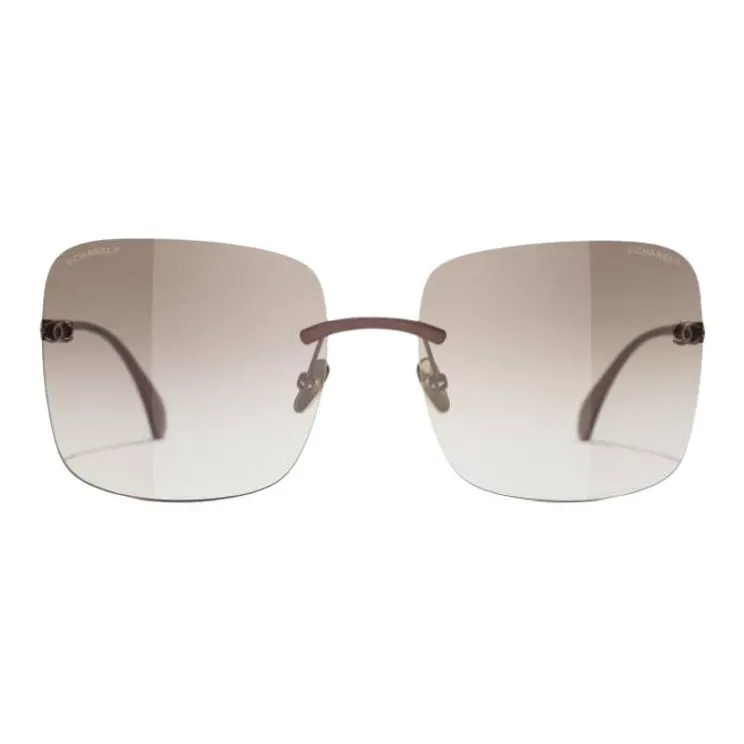 CHANEL Titanium Alloy Square Sunglasses Unisex Transparent-0
