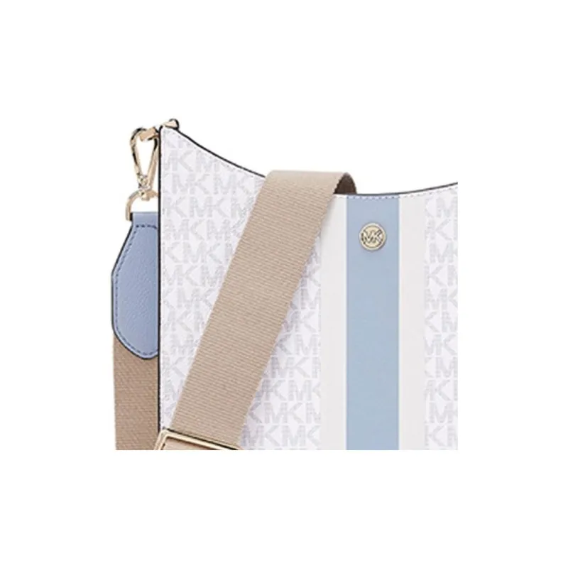 MICHAEL KORS Briley Artificial Leather Messenger Bag, Crossbody Bag Medium Size Women's Cream, White, Blue & Multicolor-1