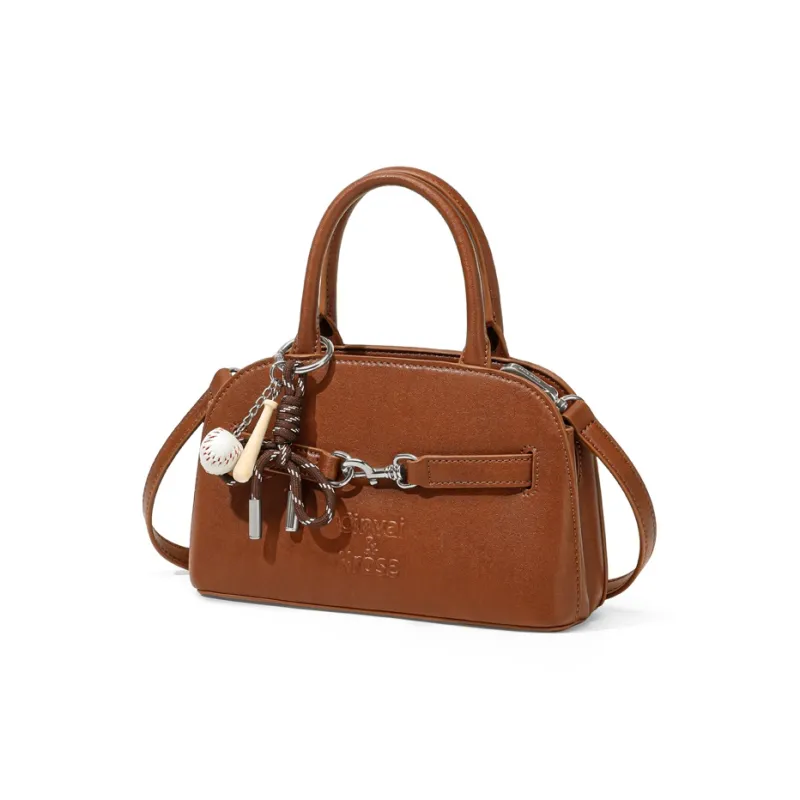 CinvaiKrose Synthetic Leather Shoulder Bag, Crossbody Bag, Handbag Trumpets Women's Ecru/Brown-6