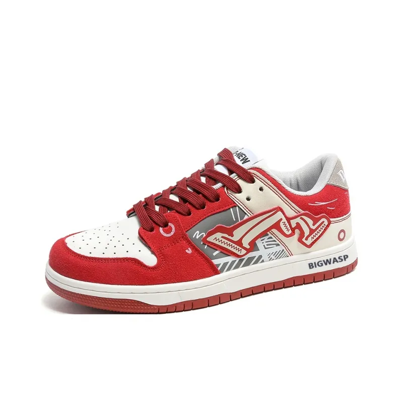 BIGWASP Low Top Skateboard Shoes Unisex Red-1