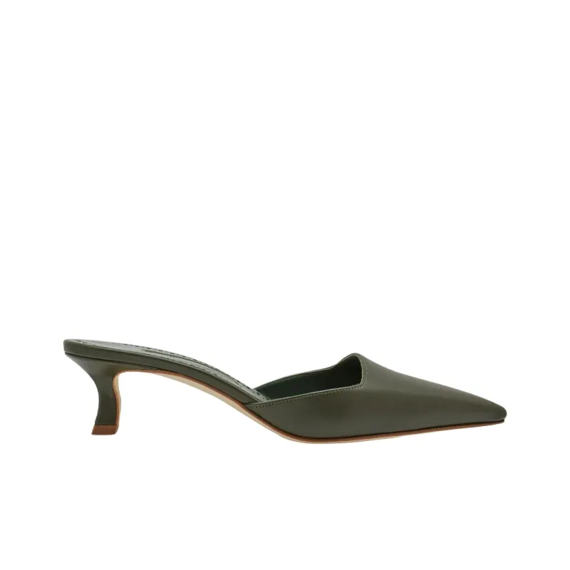 MANOLO BLAHNIK Slip Resistant Closed Toe Slippers 5cm Women's Dark Green-1
