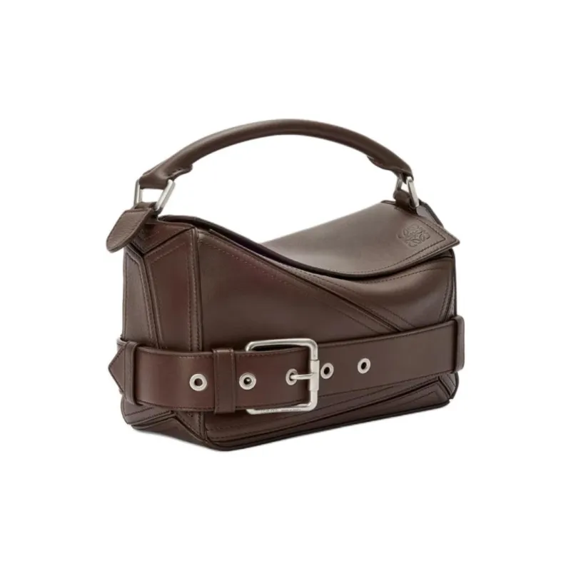 LOEWE Puzzle Bright Calfskin Shoulder Bag, Crossbody Bag, Handbag Trumpets Women's Brown-3