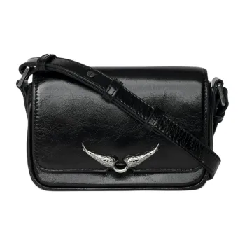 Zadig & Voltaire Cow Leather Shoulder Bag Trumpets Women's Black