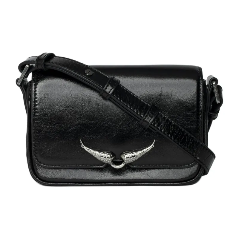 Zadig & Voltaire Cow Leather Shoulder Bag Trumpets Women's Black-0