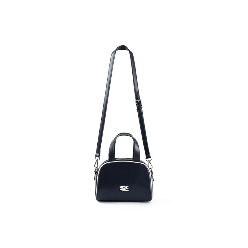 Crying Center PU Shoulder Bag, Crossbody Bag, Handbag Medium Size Women's Navy Blue-1