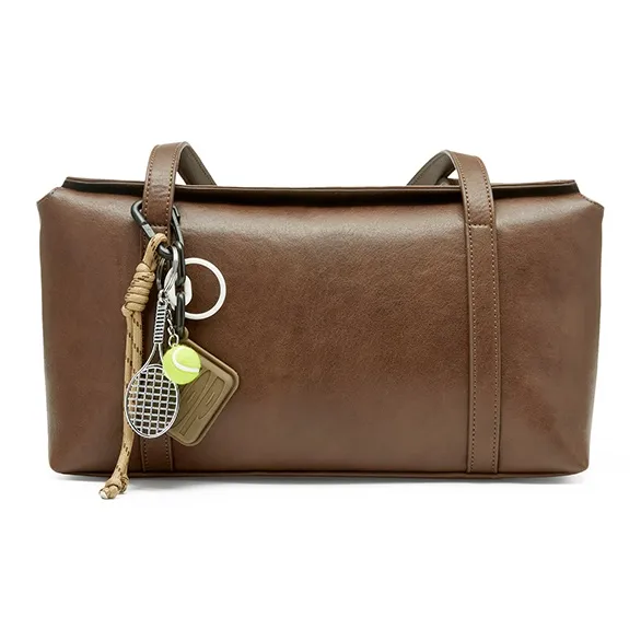 JOSINY PU With Cow Split Leather Shoulder Bag Tubas Women's Brown/Black-0