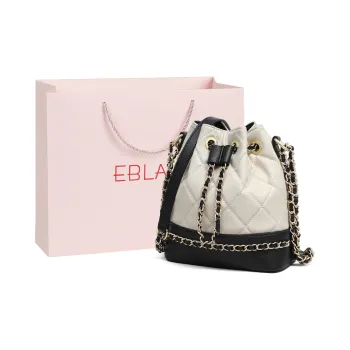 EBLAN Cow Leather Shoulder Bag, Crossbody Bag Regular Women's White & Black
