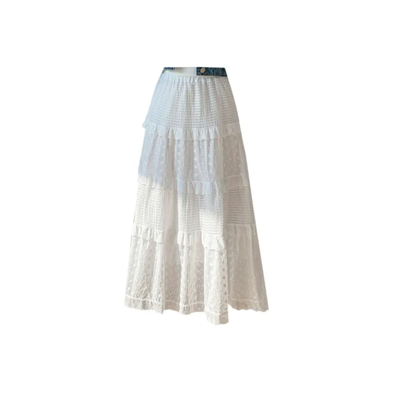 GOSO Casual Long Skirts Women's White-0