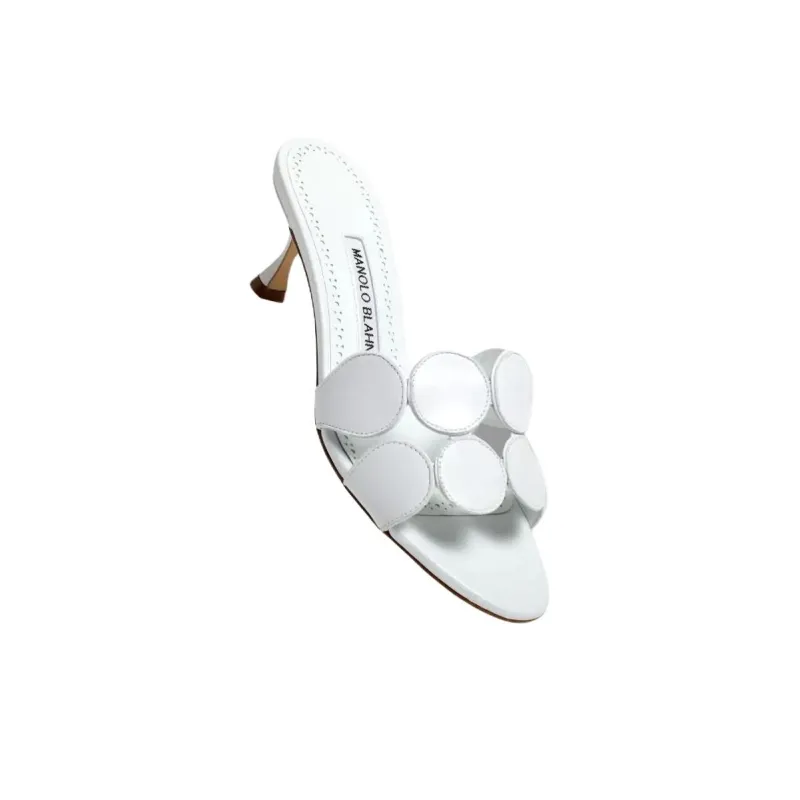 MANOLO BLAHNIK Slide Slippers 5cm Women's White-3