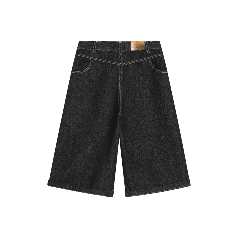 FAIRWHALE Denim Shorts Unisex Original Denim Black-1