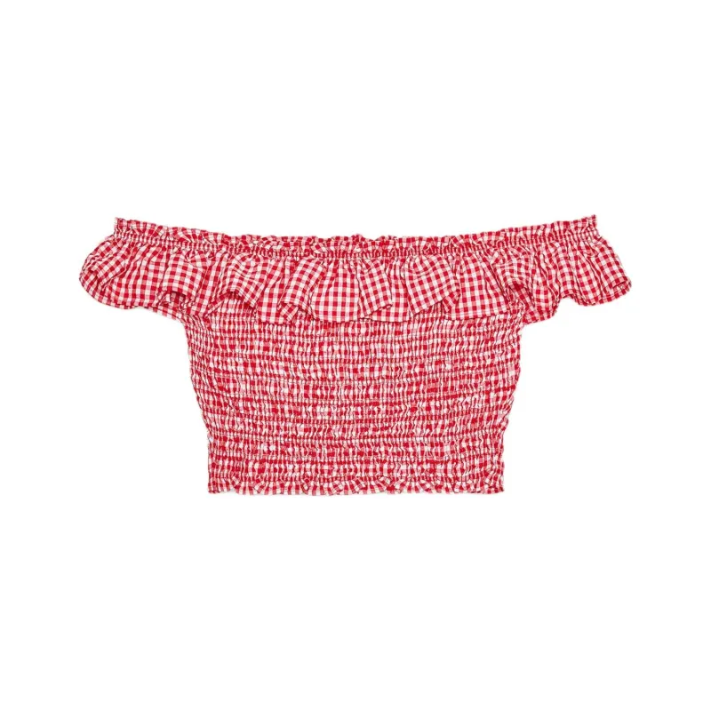ZARA Crop Tops Women's White/Red-0
