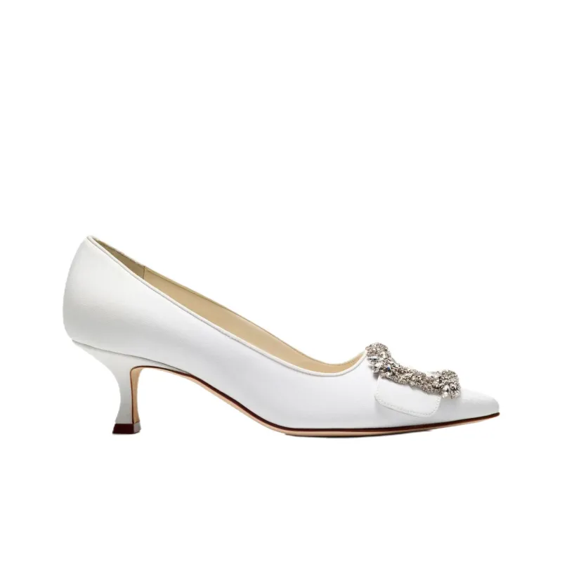MANOLO BLAHNIK Maysalepump Slim Heel High Heels 5cm Women's White-1