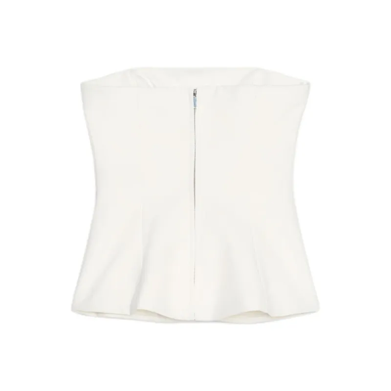 ZARA Strapless Tops Women's Frosted White-1