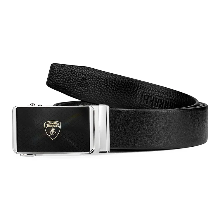 Automobili Lamborghini Cow Leather Belts Men's Width 3.4cm-4