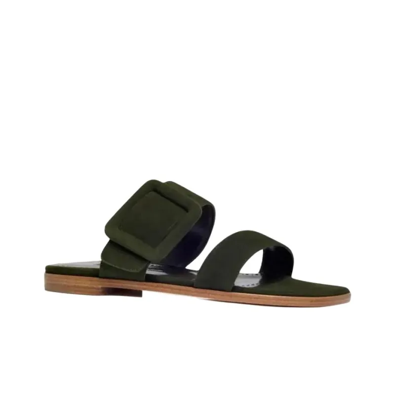 MANOLO BLAHNIK Slide Slippers Women's Dark Green-2