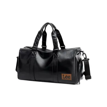 Lee PVC Leather Travel Bag, Luggage Bag, Gym Bag, Crossbody Bag Unisex Black