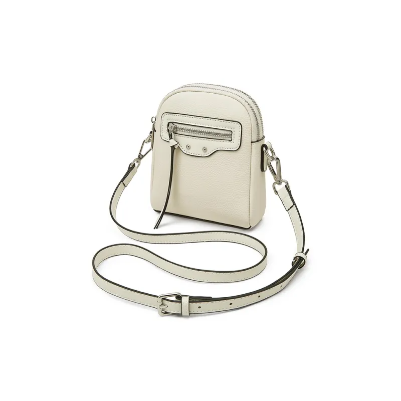 Old Man's Head Cow Leather Shoulder Bag, Crossbody Bag Women's Ecru/Black/Gray-4