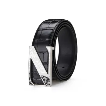 Jeccieziio Top Grain Cow Leather Belts Men's Width  3.8cm
