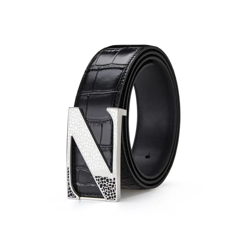 Jeccieziio Top Grain Cow Leather Belts Men's Width  3.8cm-7