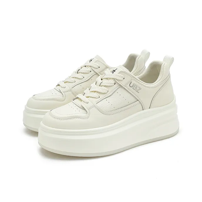 UBZ Anti Slip Wear Resistant Low Top Skateboard Shoes Women's Ivory White-1
