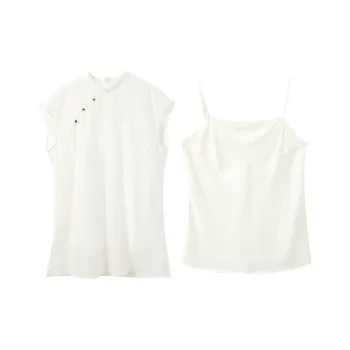 3COLOUR Casual Suits Women's Set Pearl White Shirt + Camisole