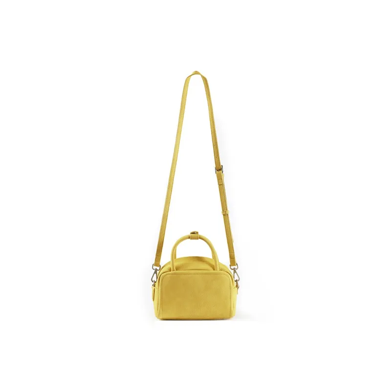 Crying Center PU Boston Bag Handbag Medium Size Unisex Dirty Ginger Yellow/Pig Pink-1