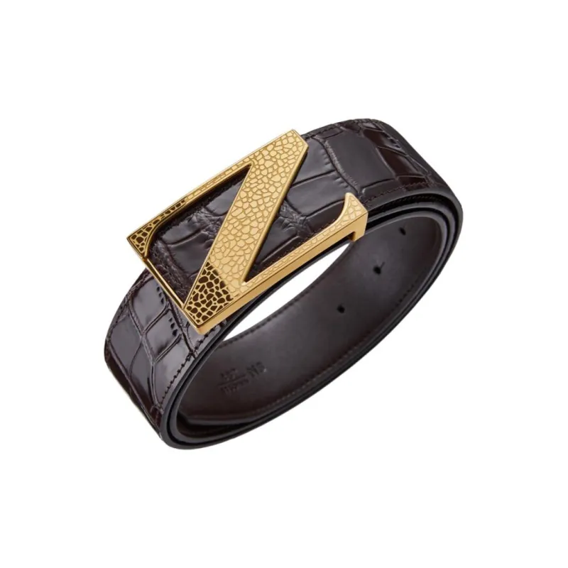 Jeccieziio Top Grain Cow Leather Belts Men's Width  3.8cm-1