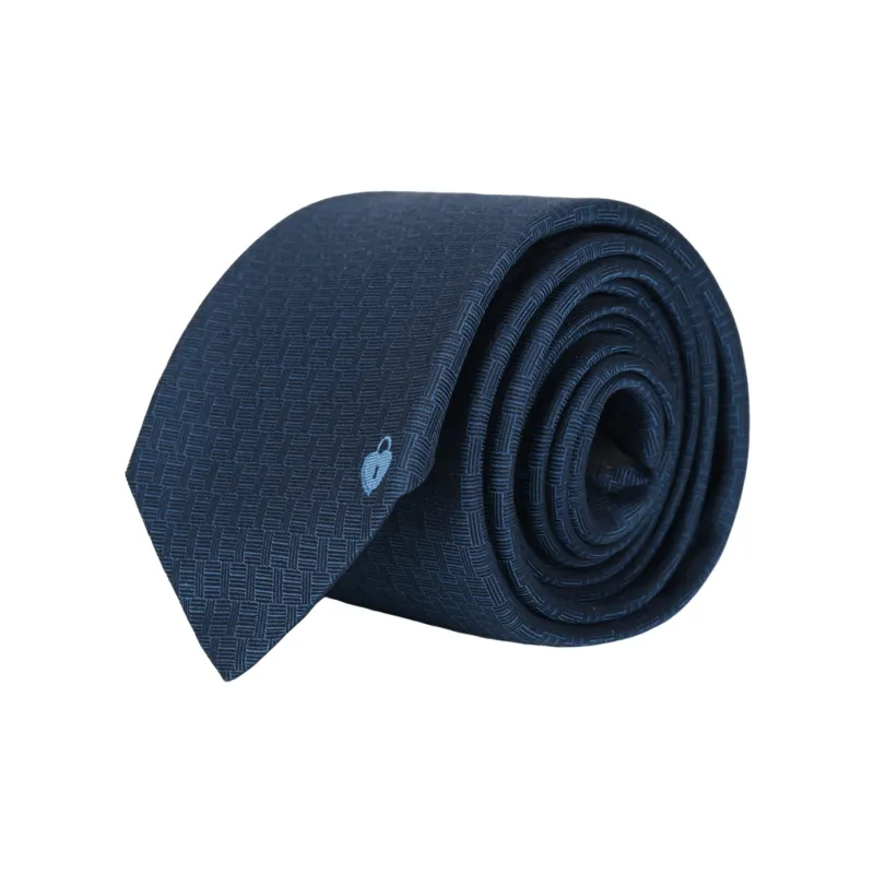 HERMES The Key To Happiness Silk Ties Men's Dark Blue-1