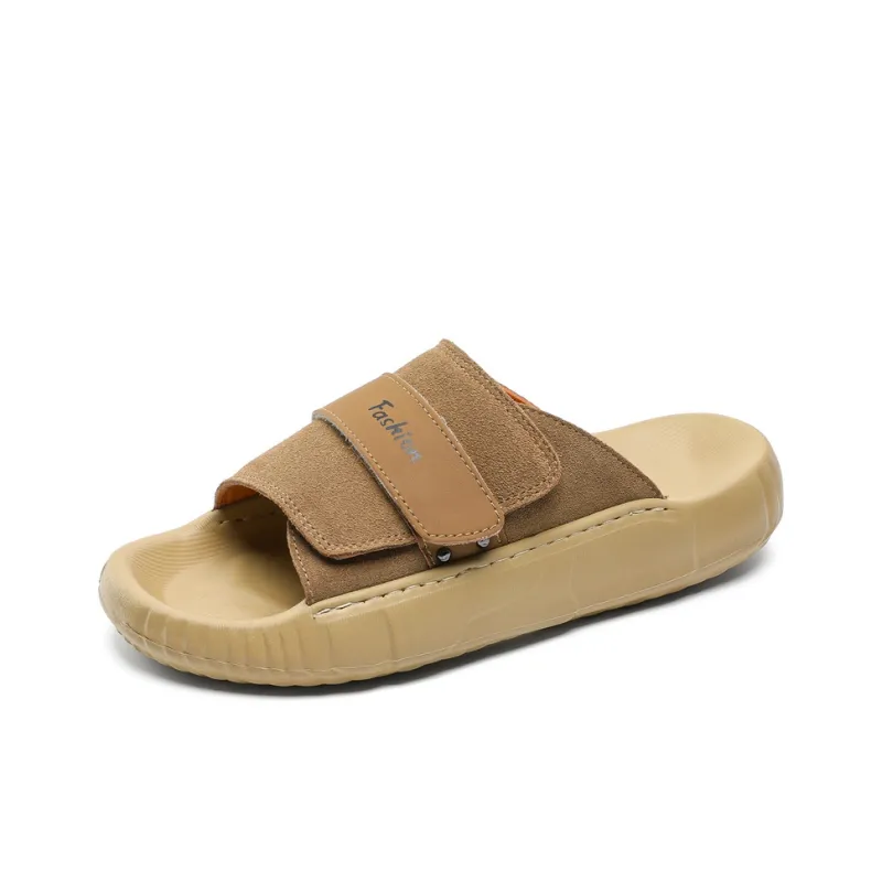 Roubini Slip Resistant Odor Resistant Abrasion Resistant Slide Slippers Men's Brown-1