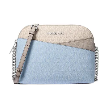 MICHAEL KORS Jet Set Travel Coated Canvas Crossbody Bag, Shoulder Bag Women's Blue & Khaki