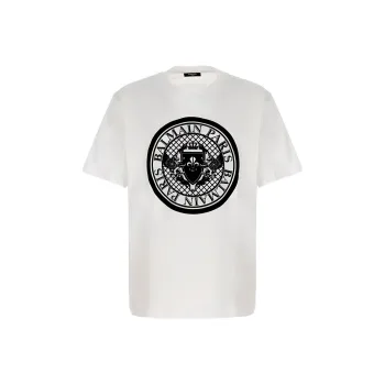BALMAIN Logo Printed Crewneck T Shirt