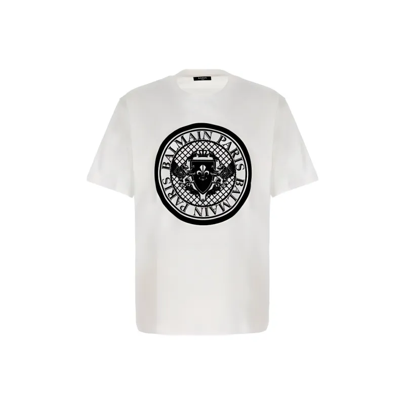 BALMAIN Logo Printed Crewneck T Shirt-0