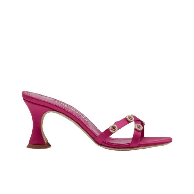 MANOLO BLAHNIK Slide Slippers 7cm Women's Pink-1