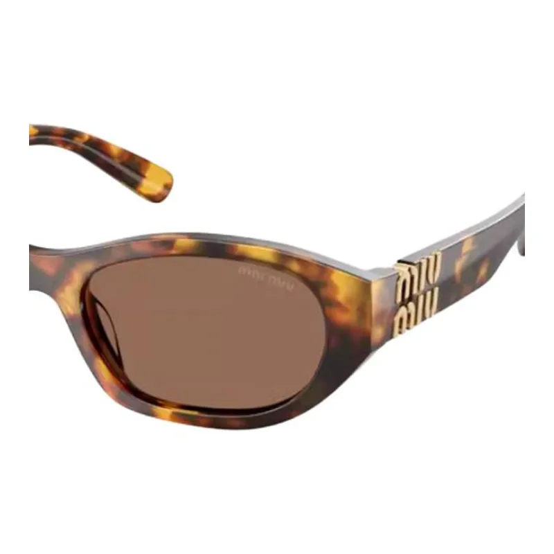 MIU MIU Plate Frame Irregular Shape Sunglasses Women's Brown Tortoiseshell-1