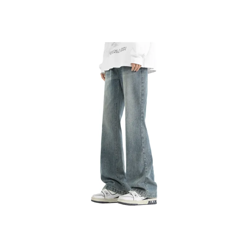 TUCANO Versatile Loose Fit Height Increasing Slimming Trendy Draped Washed Jeans Unisex-5