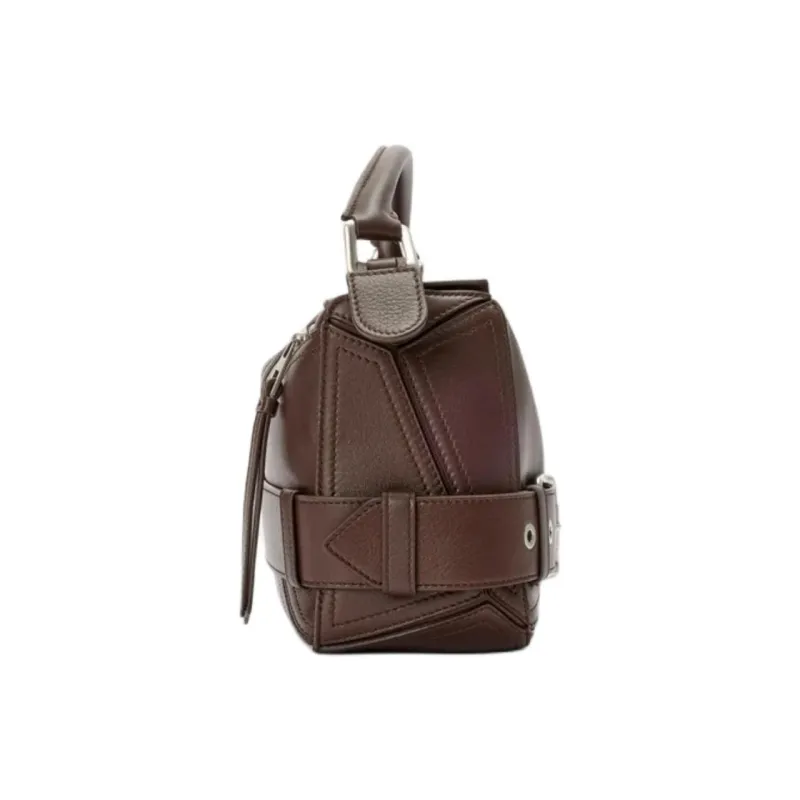 LOEWE Puzzle Bright Calfskin Shoulder Bag, Crossbody Bag, Handbag Trumpets Women's Brown-4