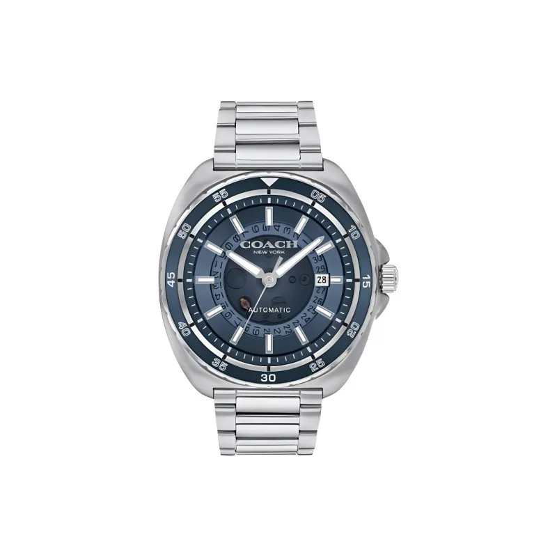 COACH Wrist Watch Automatic Mechanical Movement Stainless Steel Strap 44mm Blue Dial Men's Watches-0