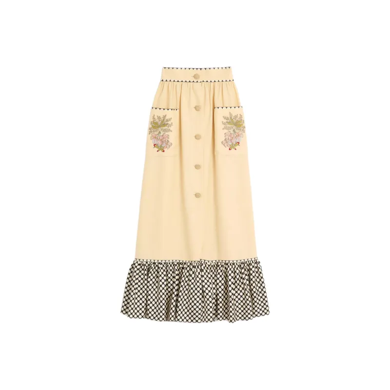 Valentino SS25 Casual Long Skirt Women's Yellow-0