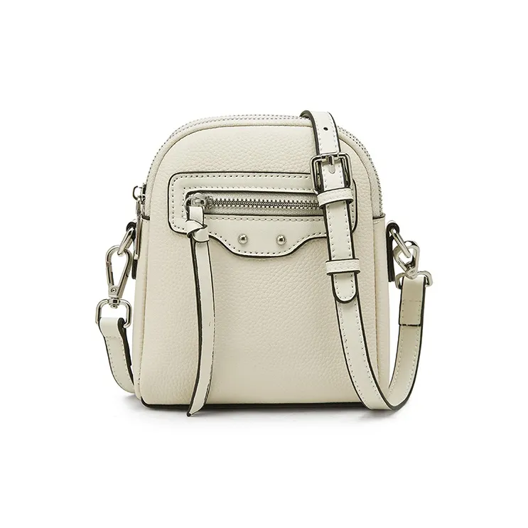 Old Man's Head Cow Leather Shoulder Bag, Crossbody Bag Women's Ecru/Black/Gray-0
