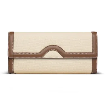 WilliamPOLO Fabric Wallet Women's White & Coffee